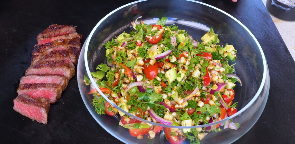 Summer Dinner Recipes: Steak with Grilled Corn Salad